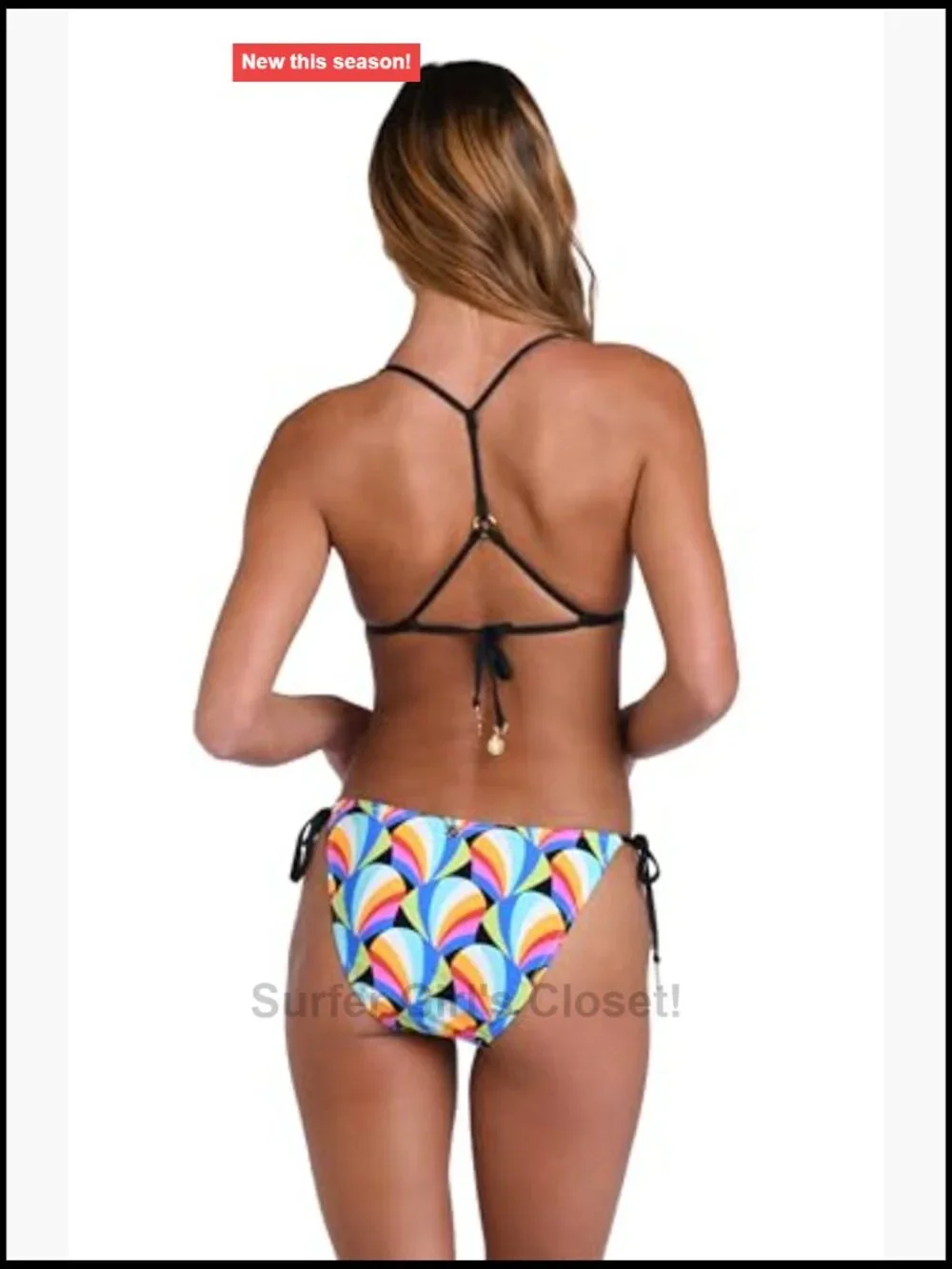 Triangle Halter Bikini Swimsuit Top Plunging Neckline Adjustable Straps